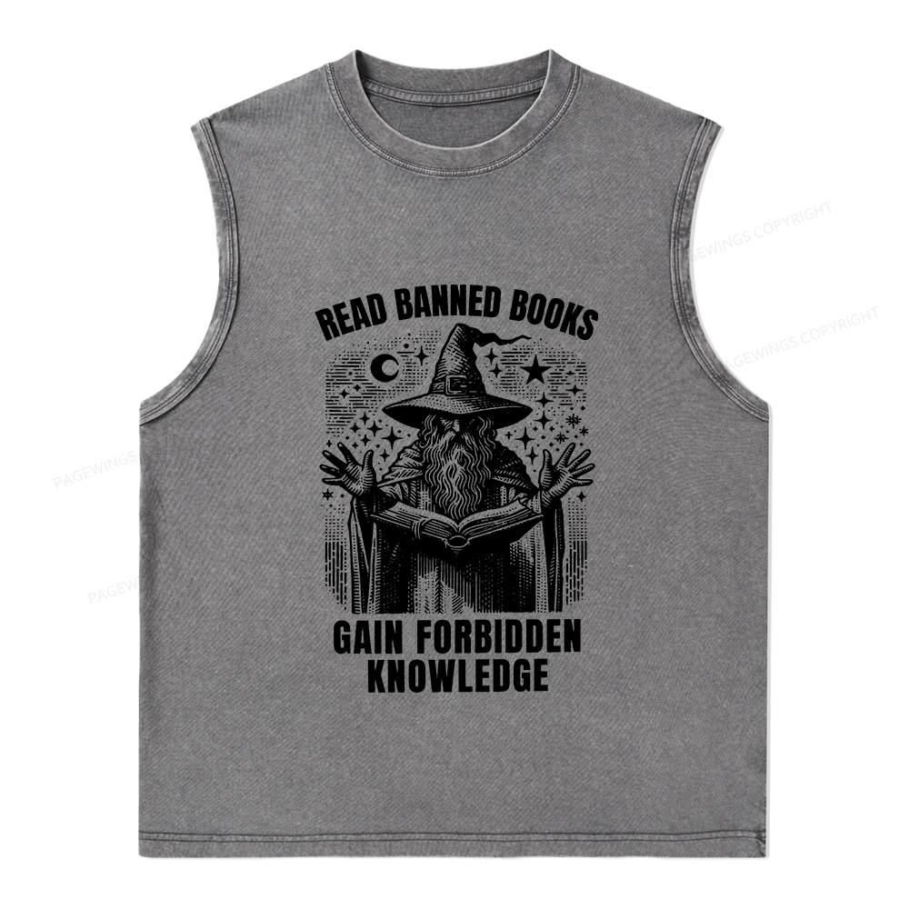 Pagewings Read Banned Books Gain Forbidden Knowledge Unisex Washed Tank Top