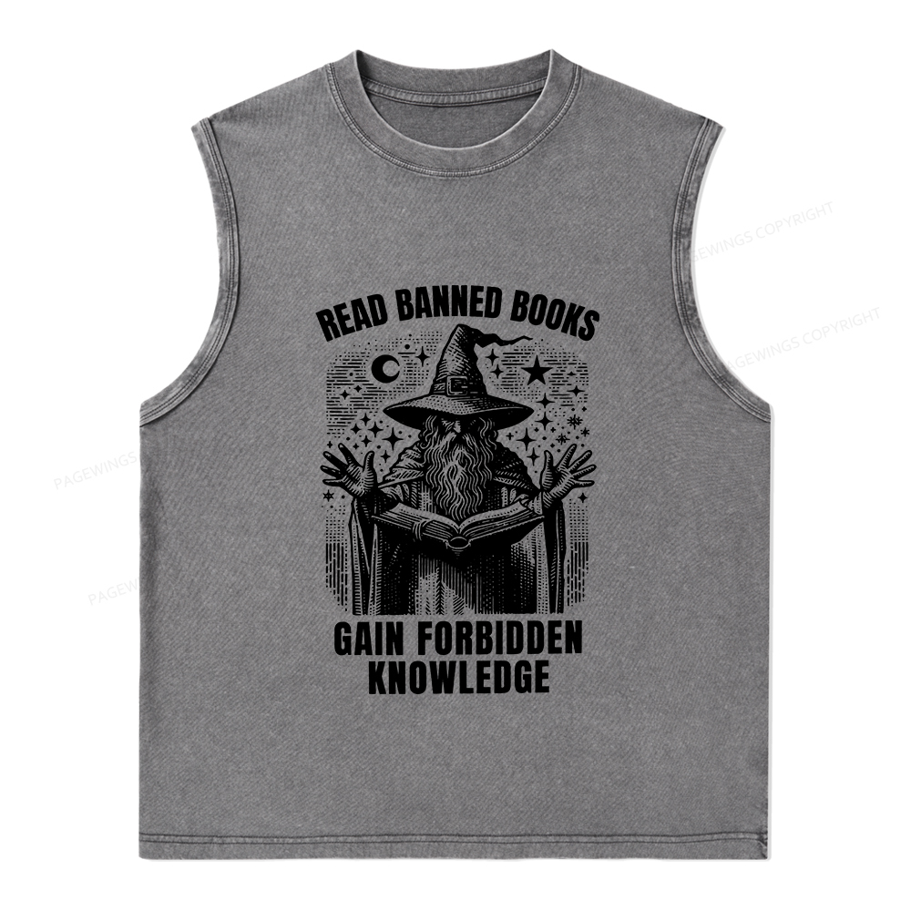 Pagewings Read Banned Books Gain Forbidden Knowledge Unisex Washed Tank Top