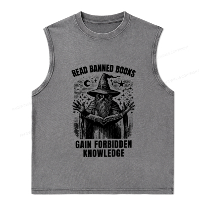 Pagewings Read Banned Books Gain Forbidden Knowledge Unisex Washed Tank Top