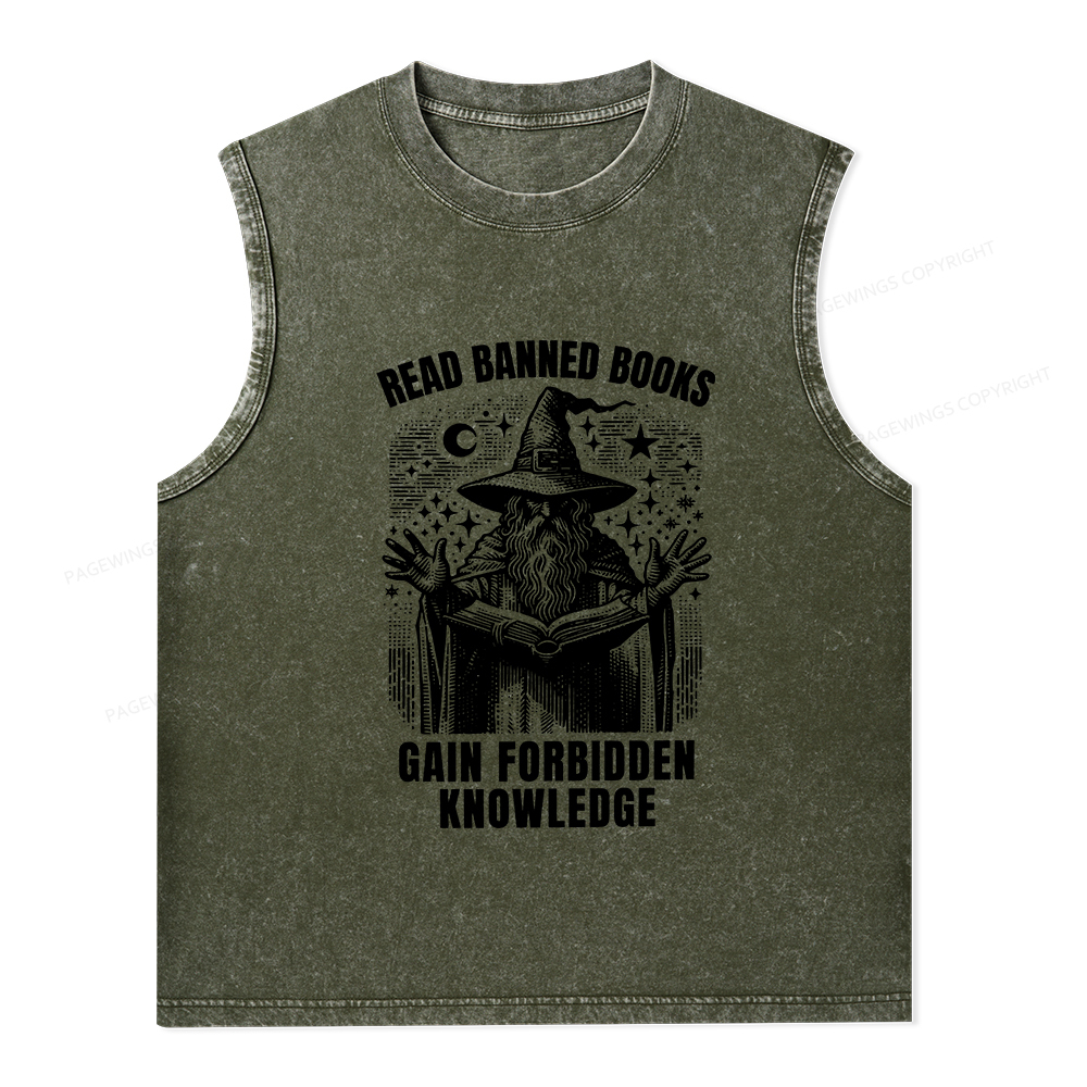 Pagewings Read Banned Books Gain Forbidden Knowledge Unisex Washed Tank Top