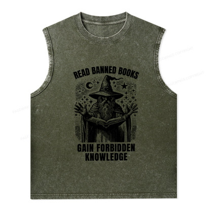 Pagewings Read Banned Books Gain Forbidden Knowledge Unisex Washed Tank Top