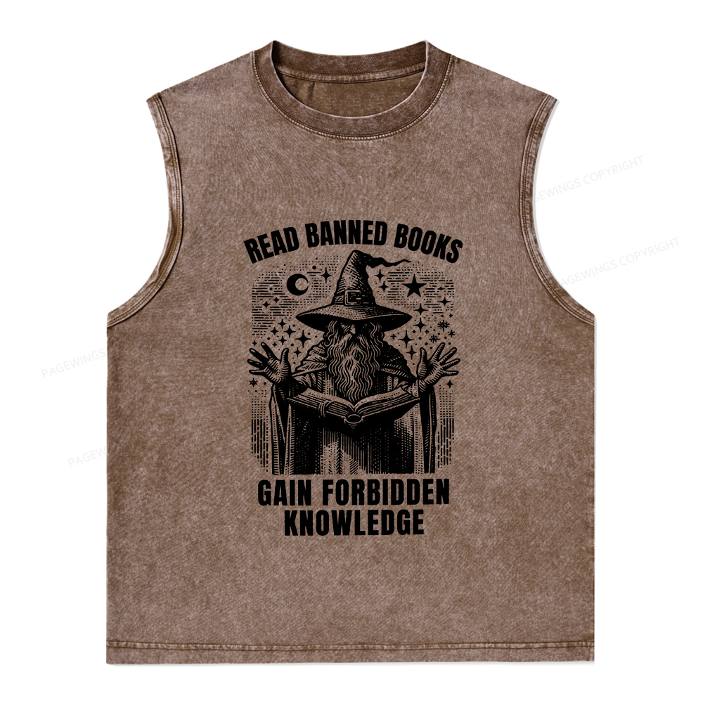 Pagewings Read Banned Books Gain Forbidden Knowledge Unisex Washed Tank Top