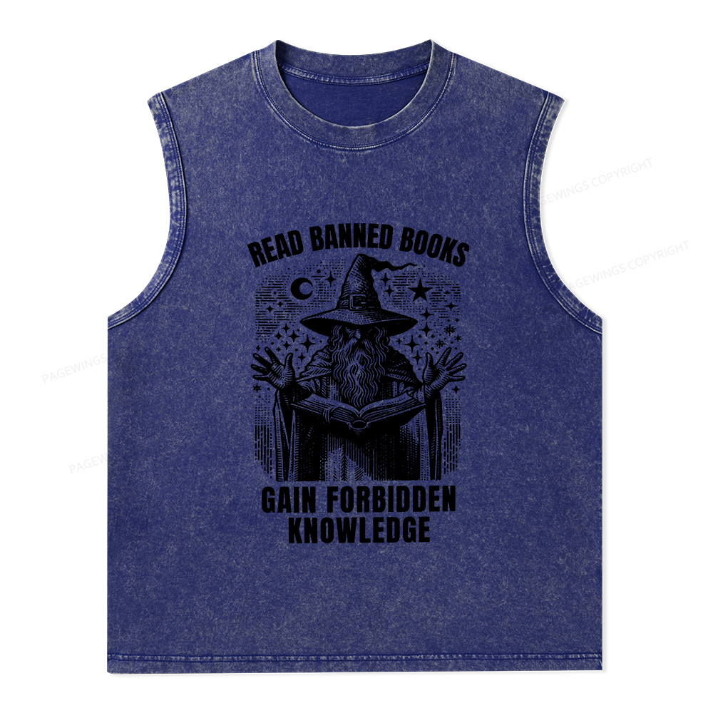 Pagewings Read Banned Books Gain Forbidden Knowledge Unisex Washed Tank Top