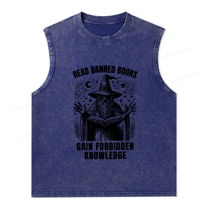 Pagewings Read Banned Books Gain Forbidden Knowledge Unisex Washed Tank Top