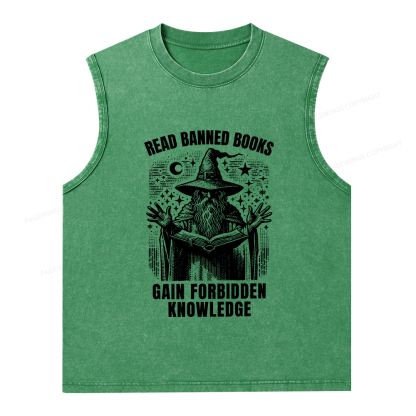 Pagewings Read Banned Books Gain Forbidden Knowledge Unisex Washed Tank Top