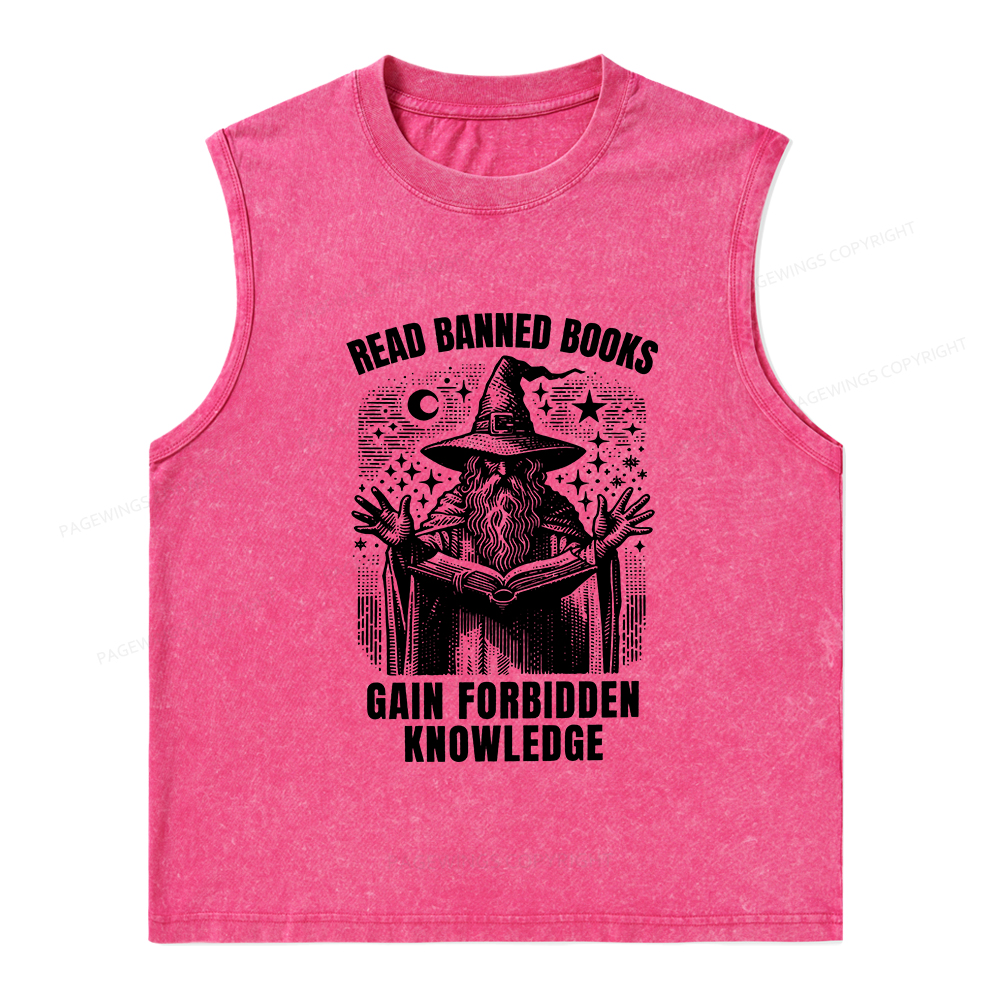 Pagewings Read Banned Books Gain Forbidden Knowledge Unisex Washed Tank Top