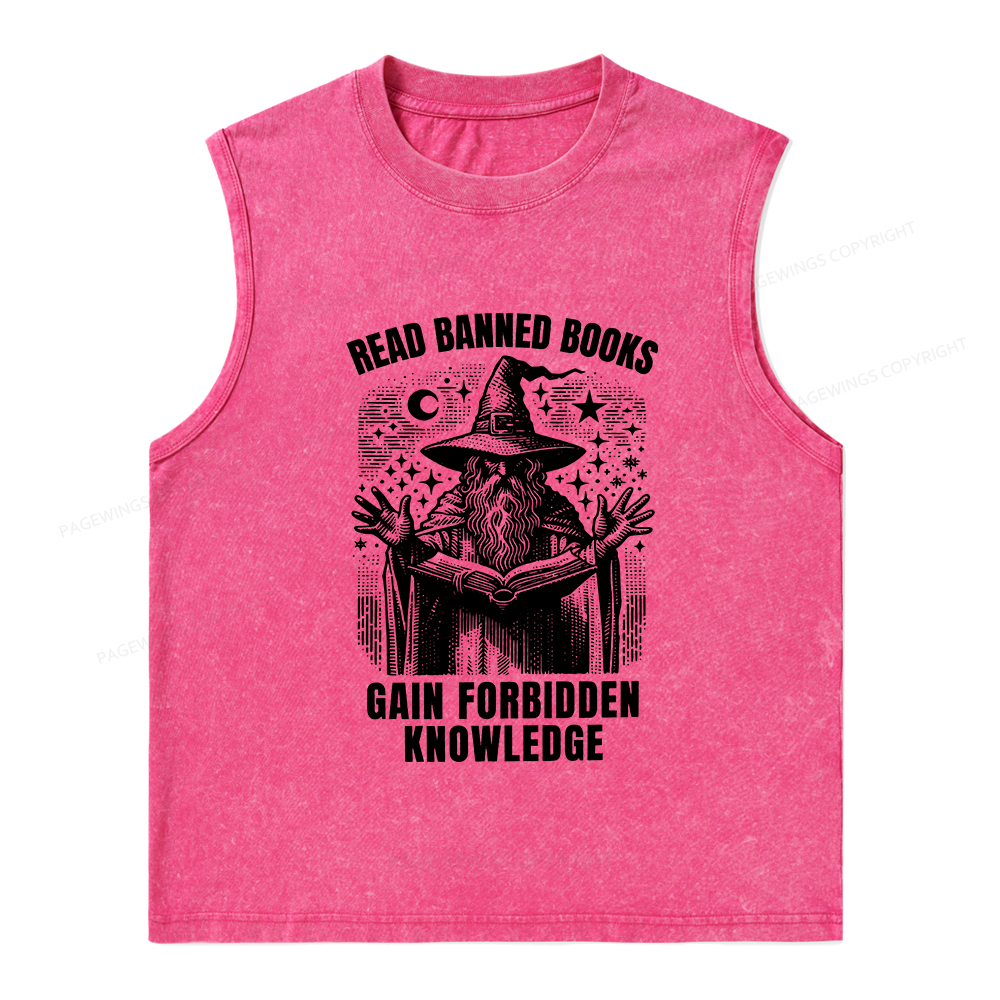 Pagewings Read Banned Books Gain Forbidden Knowledge Unisex Washed Tank Top