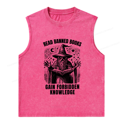 Pagewings Read Banned Books Gain Forbidden Knowledge Unisex Washed Tank Top