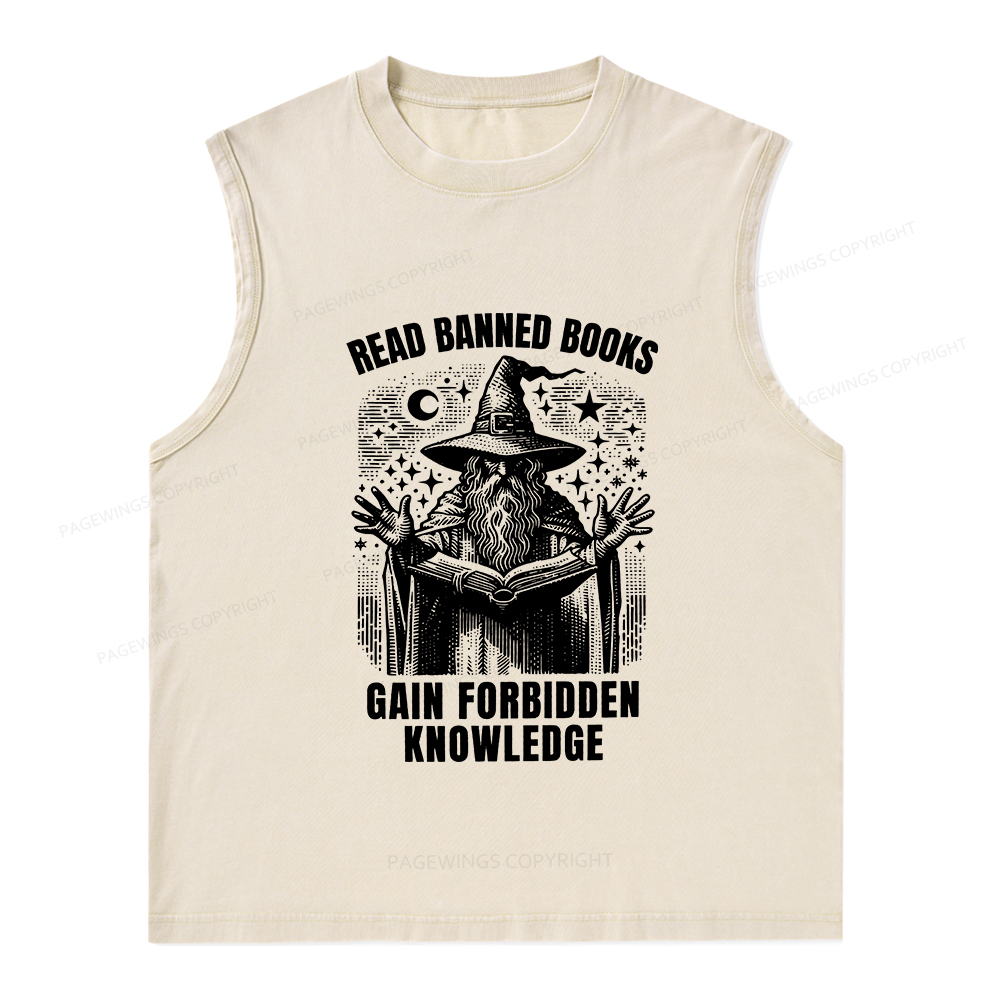 Pagewings Read Banned Books Gain Forbidden Knowledge Unisex Washed Tank Top