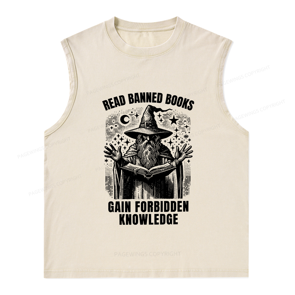 Pagewings Read Banned Books Gain Forbidden Knowledge Unisex Washed Tank Top