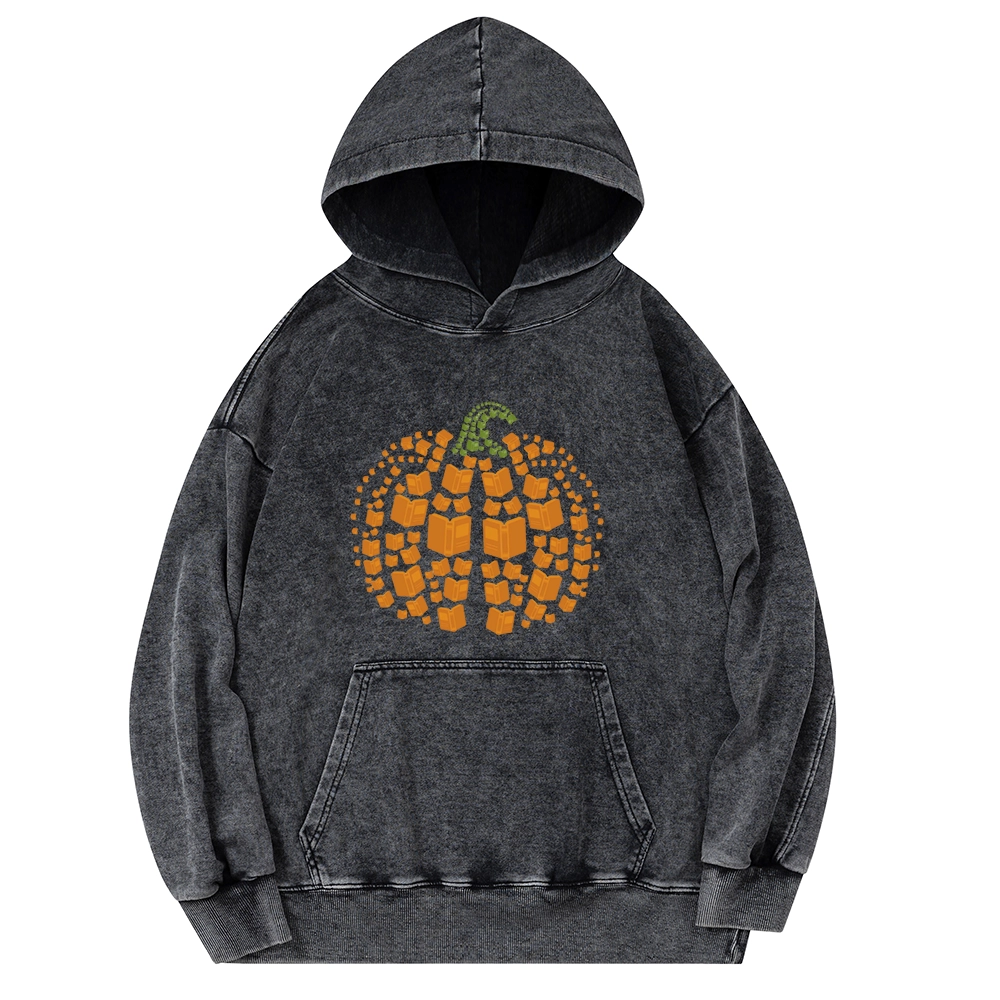 Pagewings Thanksgiving Book Pumpkin Unisex Washed Hoodie
