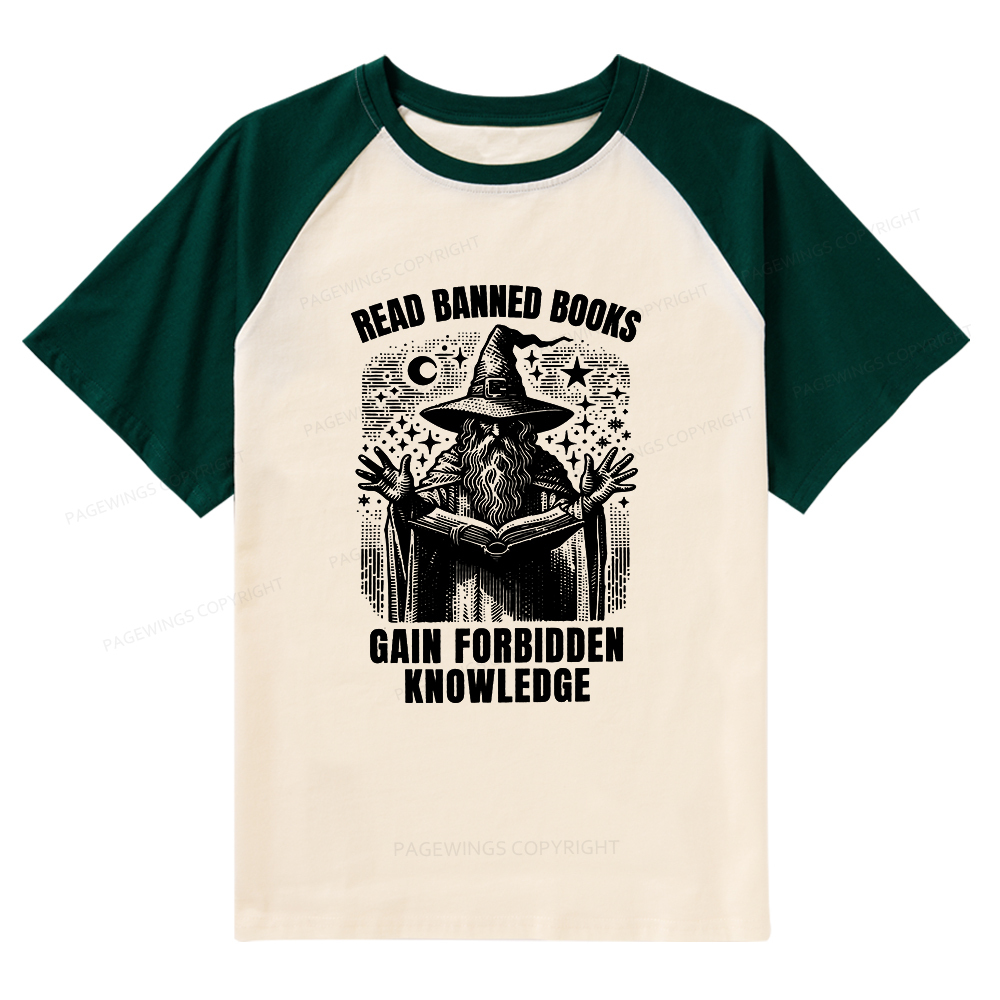 Pagewings Read Banned Books Gain Forbidden Knowledge Raglan T-shirt