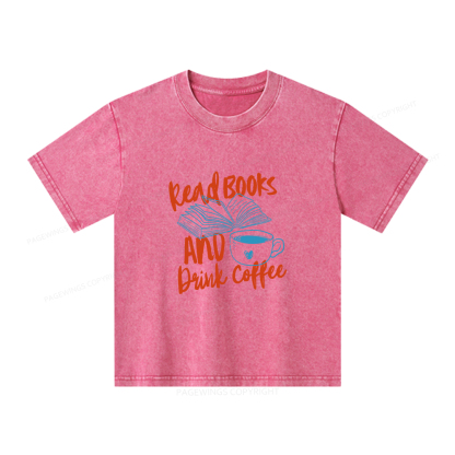 Pagewings Read Books And Drink Coffee Bookish Unisex Kids Washed T-shirt