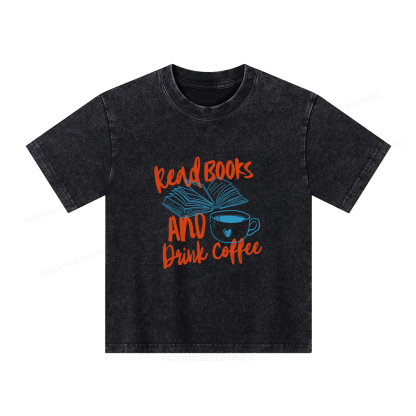 Pagewings Read Books And Drink Coffee Bookish Unisex Kids Washed T-shirt