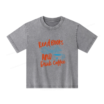 Pagewings Read Books And Drink Coffee Bookish Unisex Kids Washed T-shirt