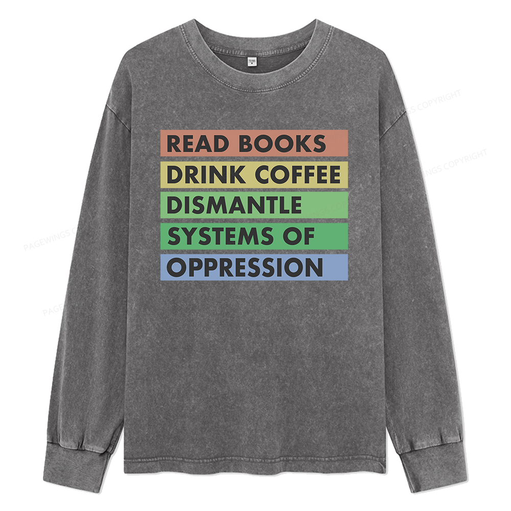 Pagewings Read Books Unisex Washed Long Sleeve T-shirt