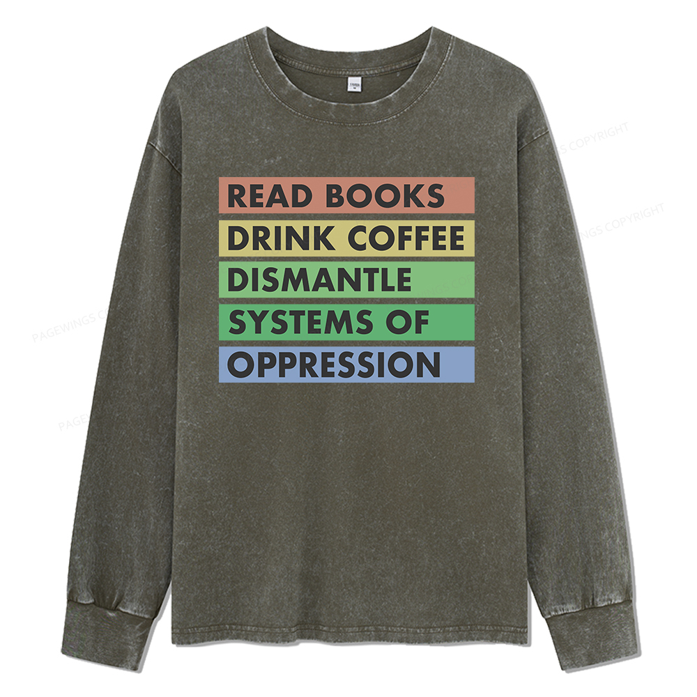 Pagewings Read Books Unisex Washed Long Sleeve T-shirt