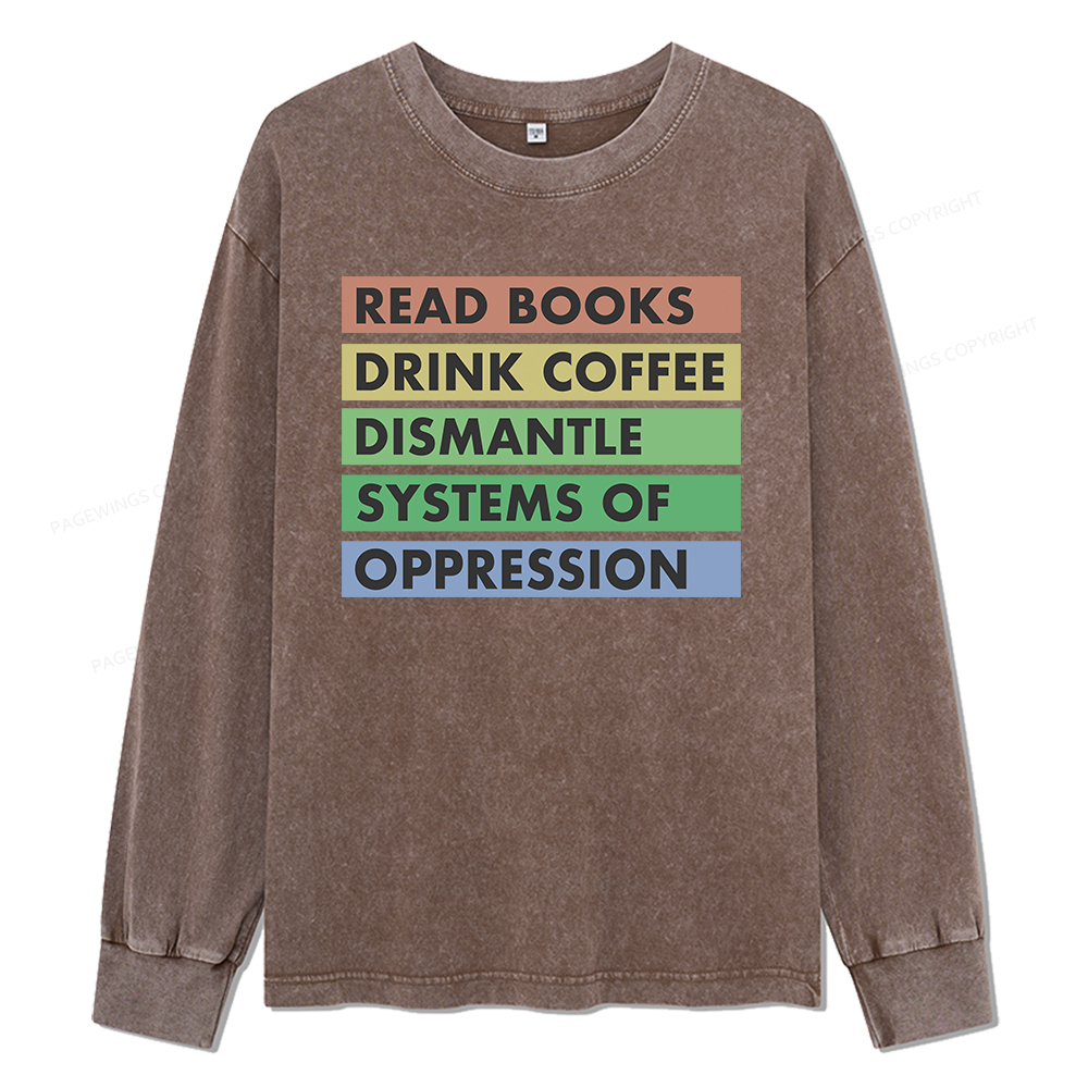 Pagewings Read Books Unisex Washed Long Sleeve T-shirt