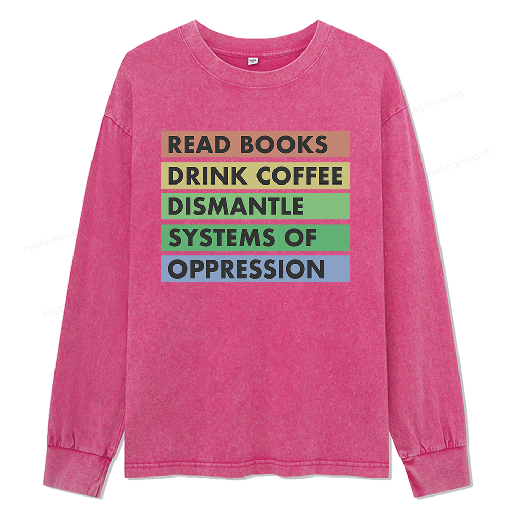 Pagewings Read Books Unisex Washed Long Sleeve T-shirt