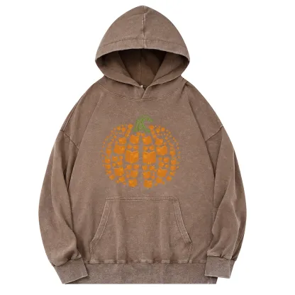 Pagewings Thanksgiving Book Pumpkin Unisex Washed Hoodie