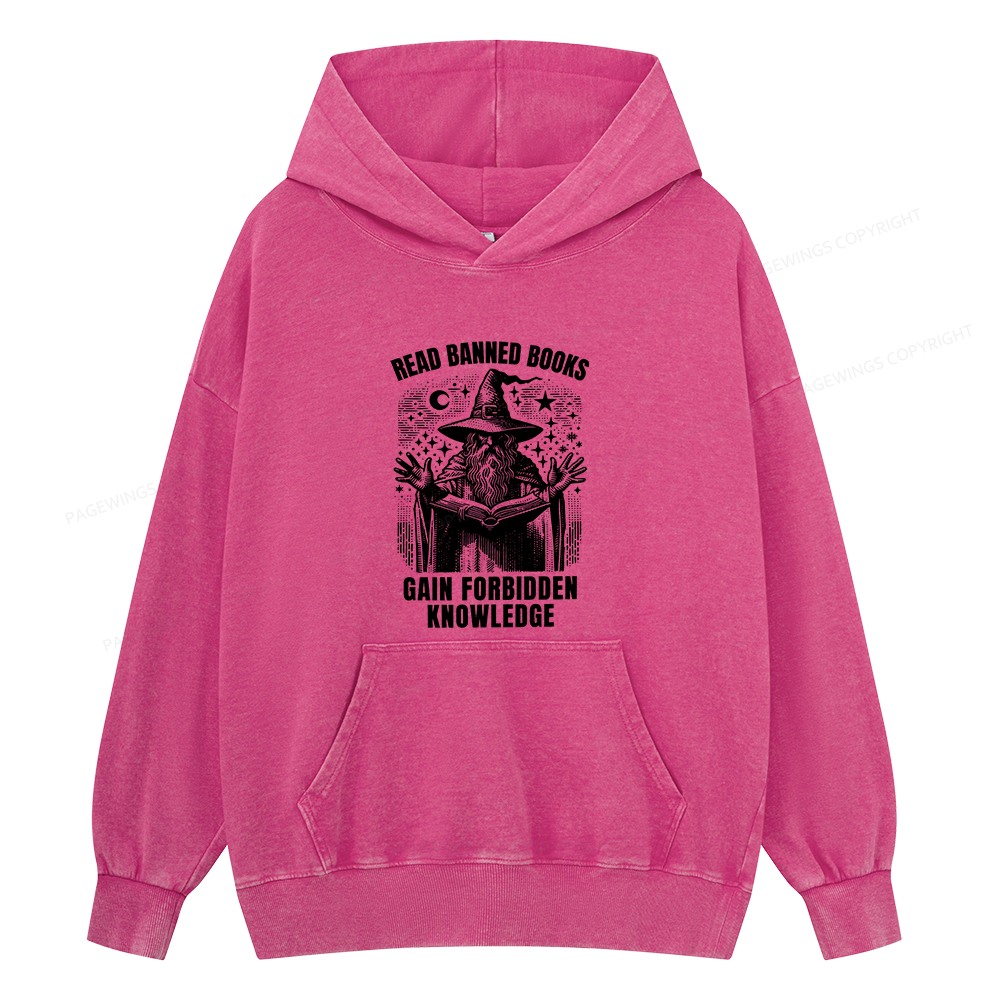 Pagewings Read Banned Books Gain Forbidden Knowledge Unisex Washed Hoodie