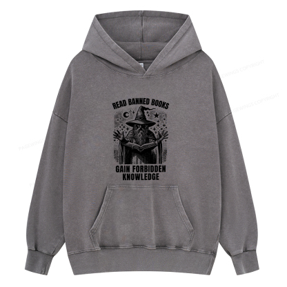 Pagewings Read Banned Books Gain Forbidden Knowledge Unisex Washed Hoodie