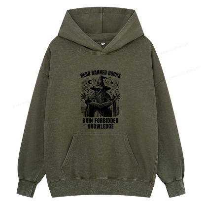 Pagewings Read Banned Books Gain Forbidden Knowledge Unisex Washed Hoodie