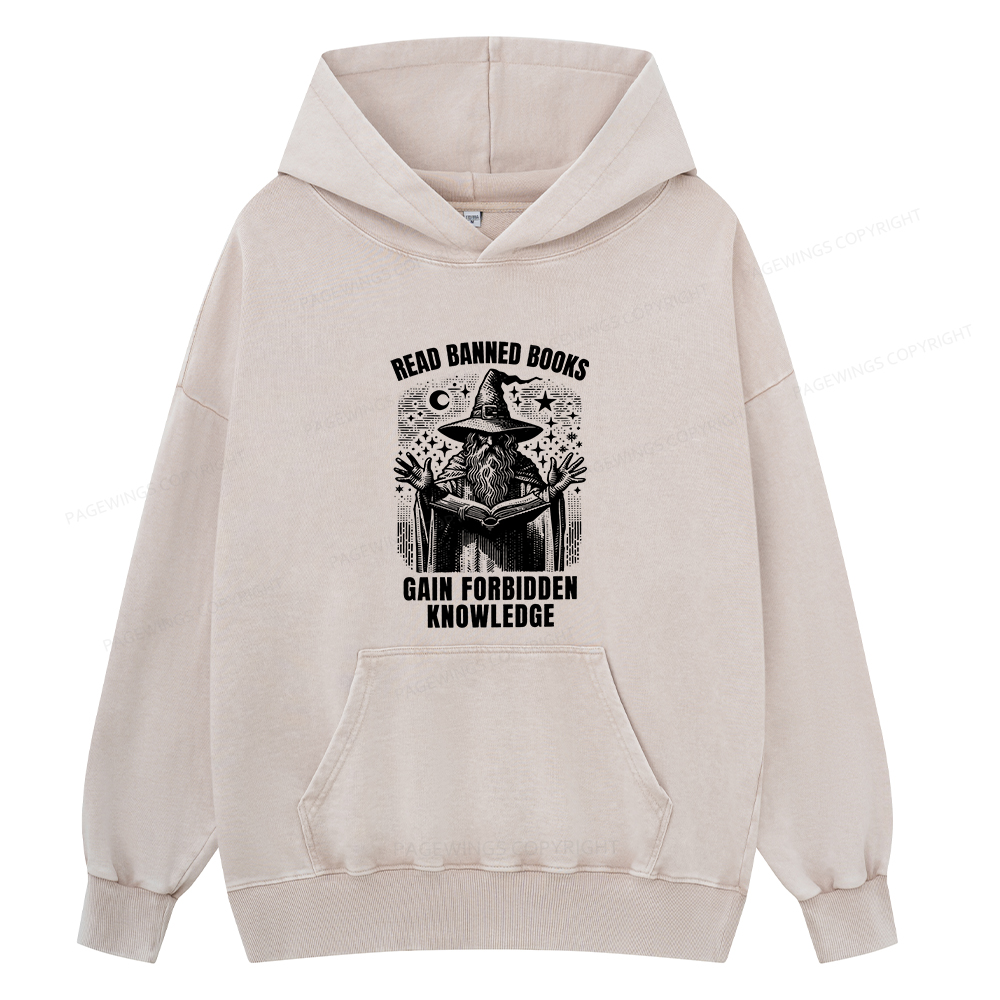 Pagewings Read Banned Books Gain Forbidden Knowledge Unisex Washed Hoodie