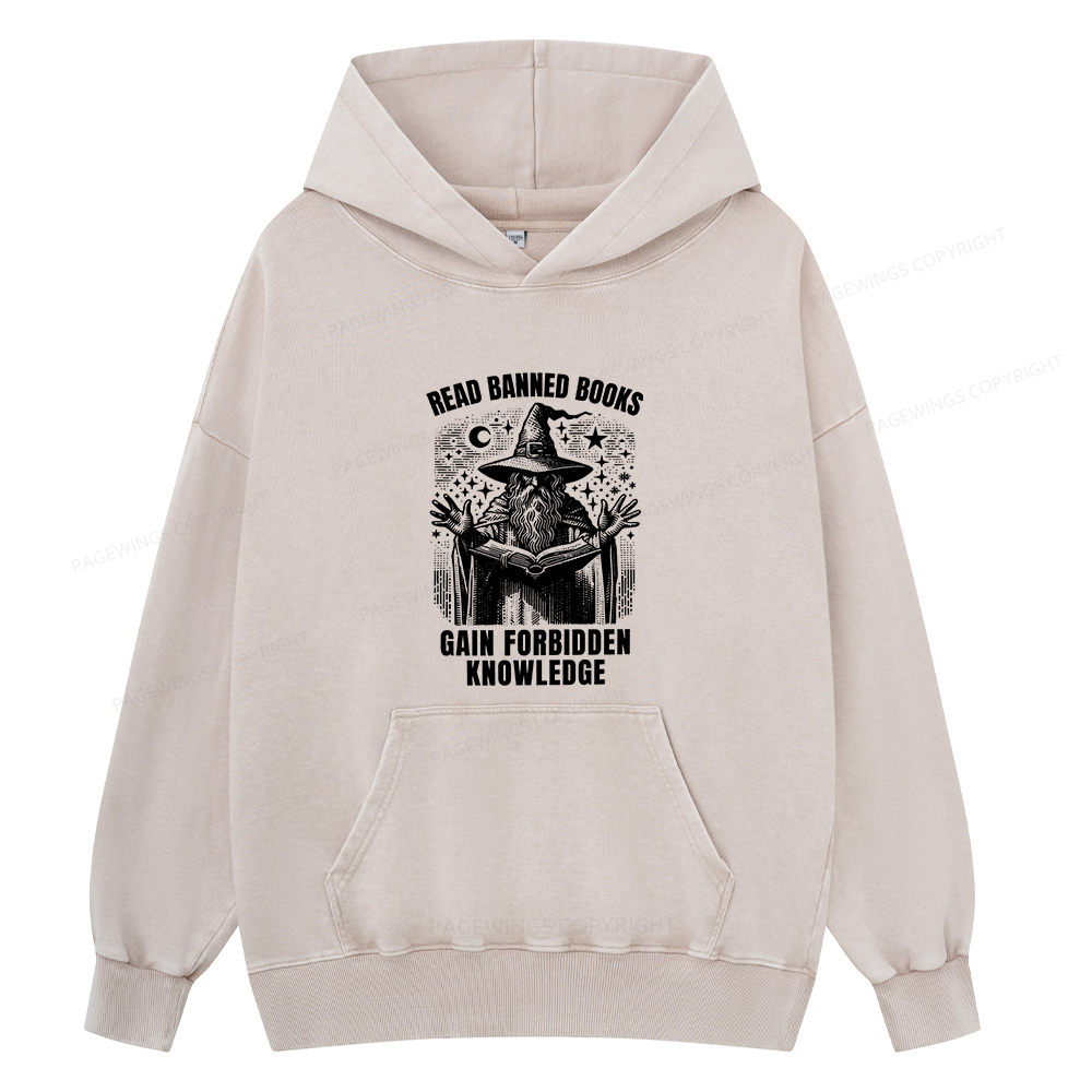 Pagewing Read Banned Books Gain Forbidden Knowledge Unisex Washed Hood