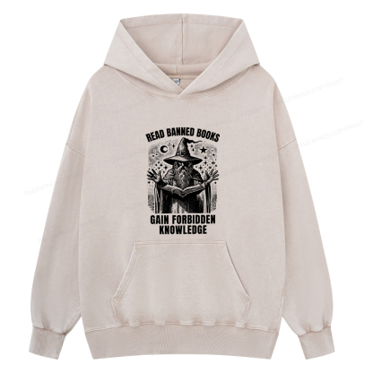 Pagewings Read Banned Books Gain Forbidden Knowledge Unisex Washed Hoodie