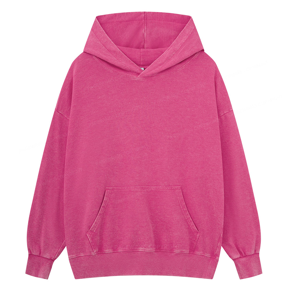 Pagewings Comfortable Solid Color Unisex Washed Hoodie