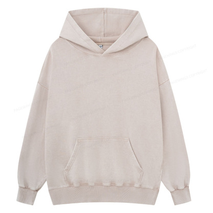 Pagewings Comfortable Solid Color Unisex Washed Hoodie