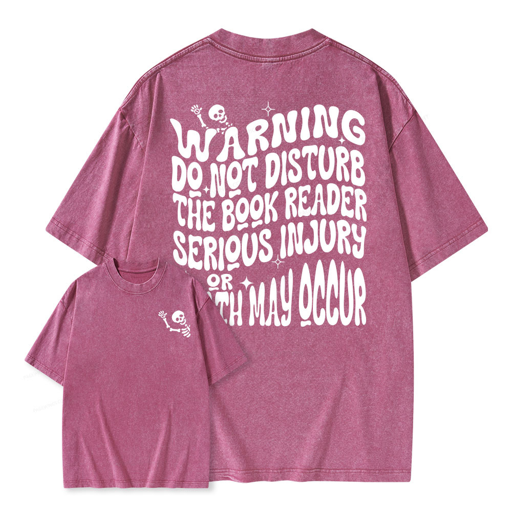 Pagewings Warning Do Not Disturb Reader Unisex Washed T-shirt