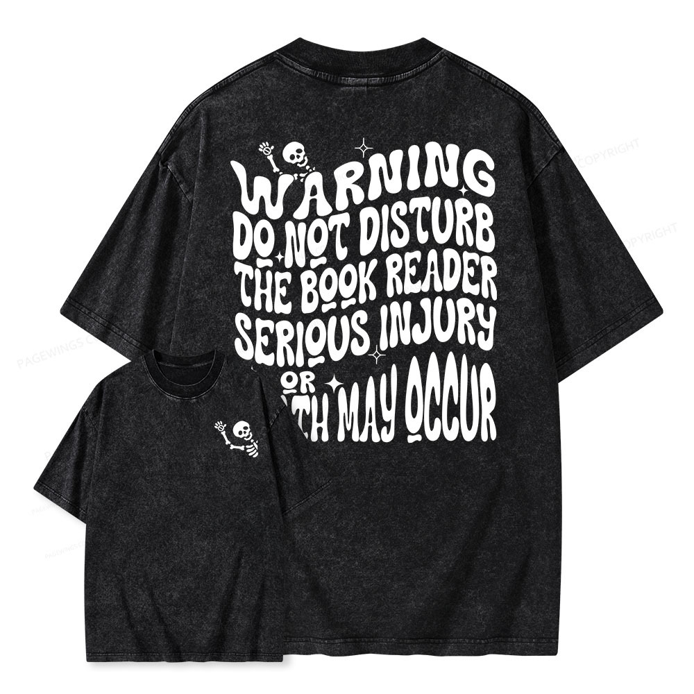 Pagewings Warning Do Not Disturb Reader Unisex Washed T-shirt