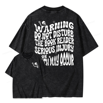 Pagewings Warning Do Not Disturb Reader Unisex Washed T-shirt