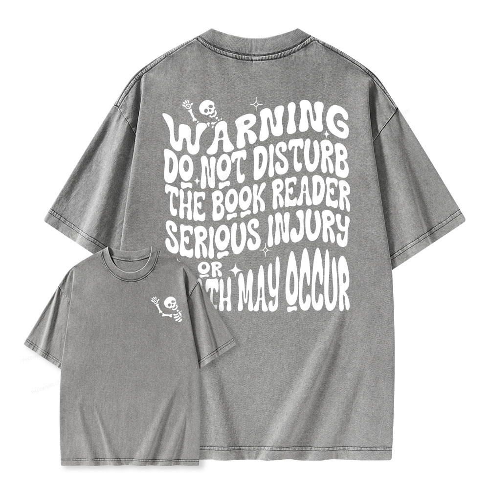 Pagewings Warning Do Not Disturb Reader Unisex Washed T-shirt