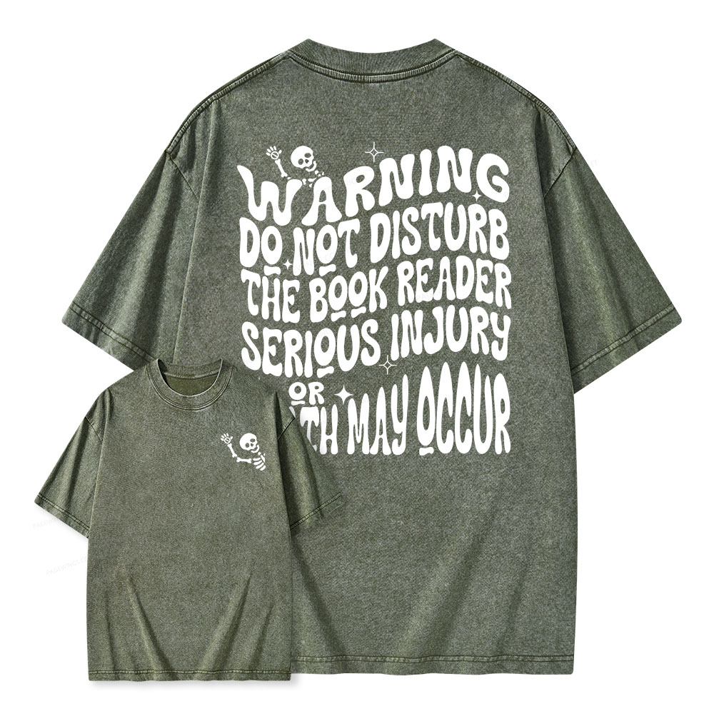 Pagewings Warning Do Not Disturb Reader Unisex Washed T-shirt