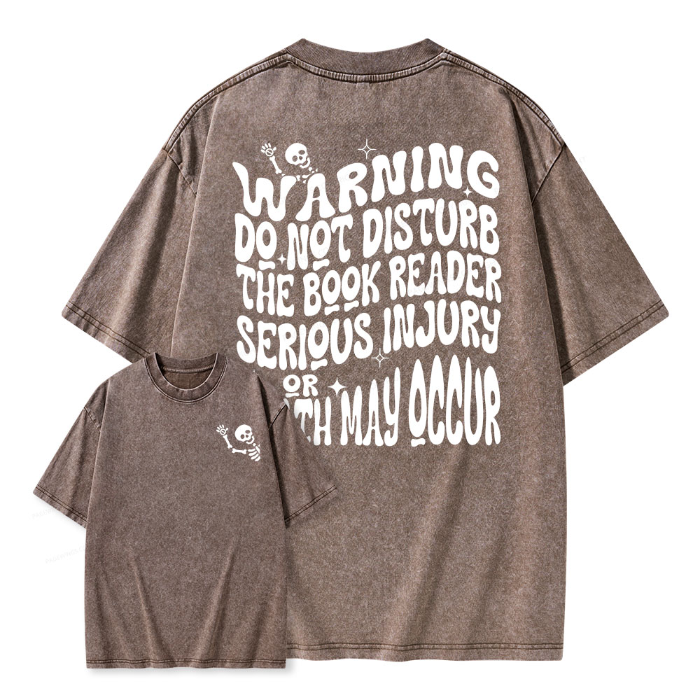 Pagewings Warning Do Not Disturb Reader Unisex Washed T-shirt