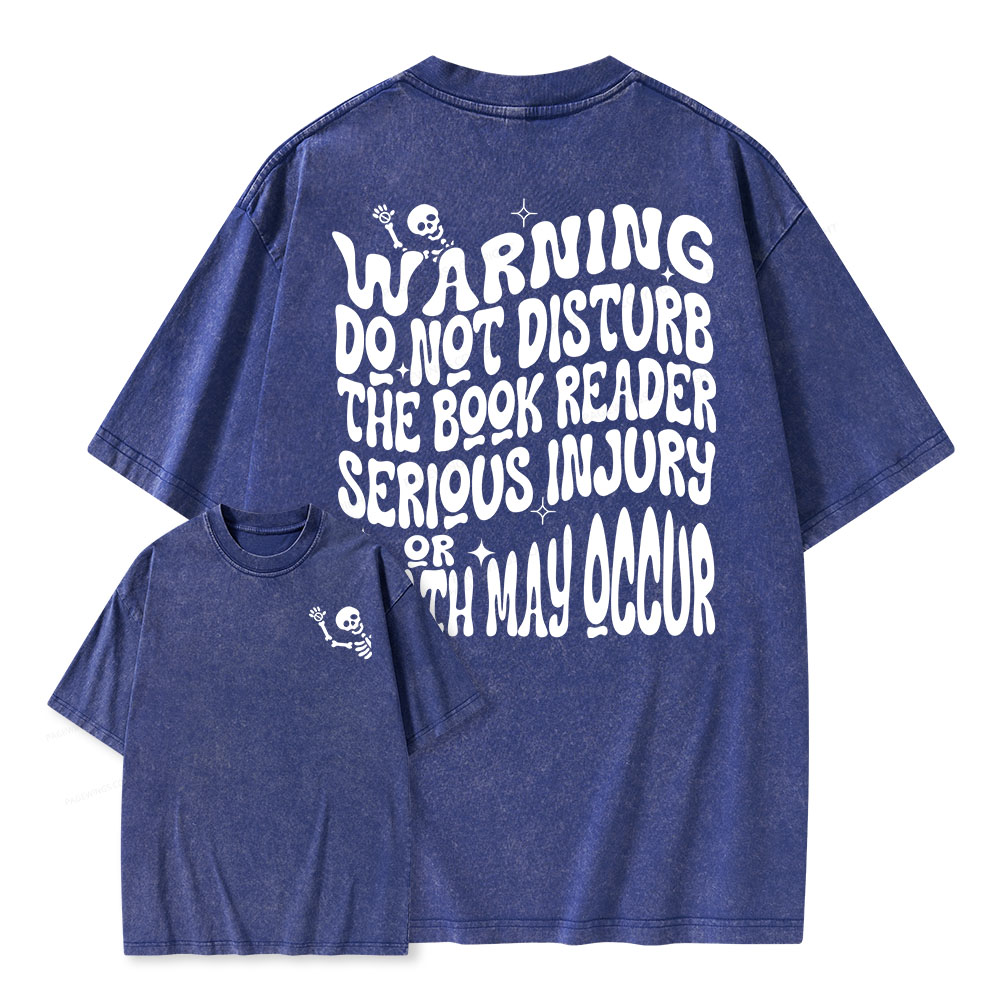 Pagewings Warning Do Not Disturb Reader Unisex Washed T-shirt