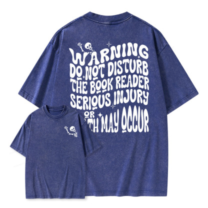 Pagewings Warning Do Not Disturb Reader Unisex Washed T-shirt