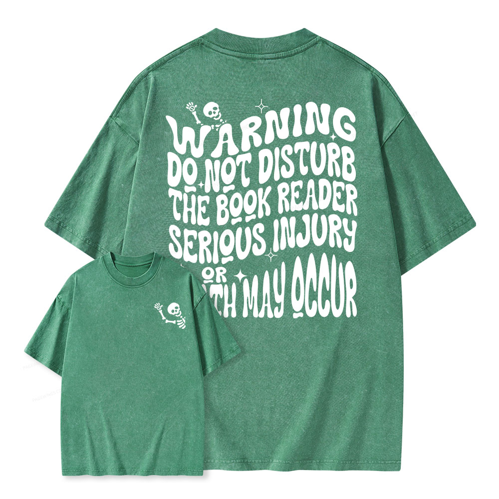 Pagewings Warning Do Not Disturb Reader Unisex Washed T-shirt