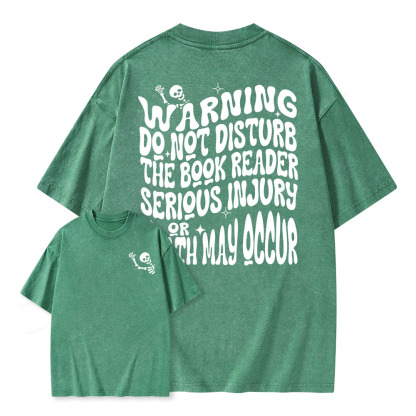 Pagewings Warning Do Not Disturb Reader Unisex Washed T-shirt
