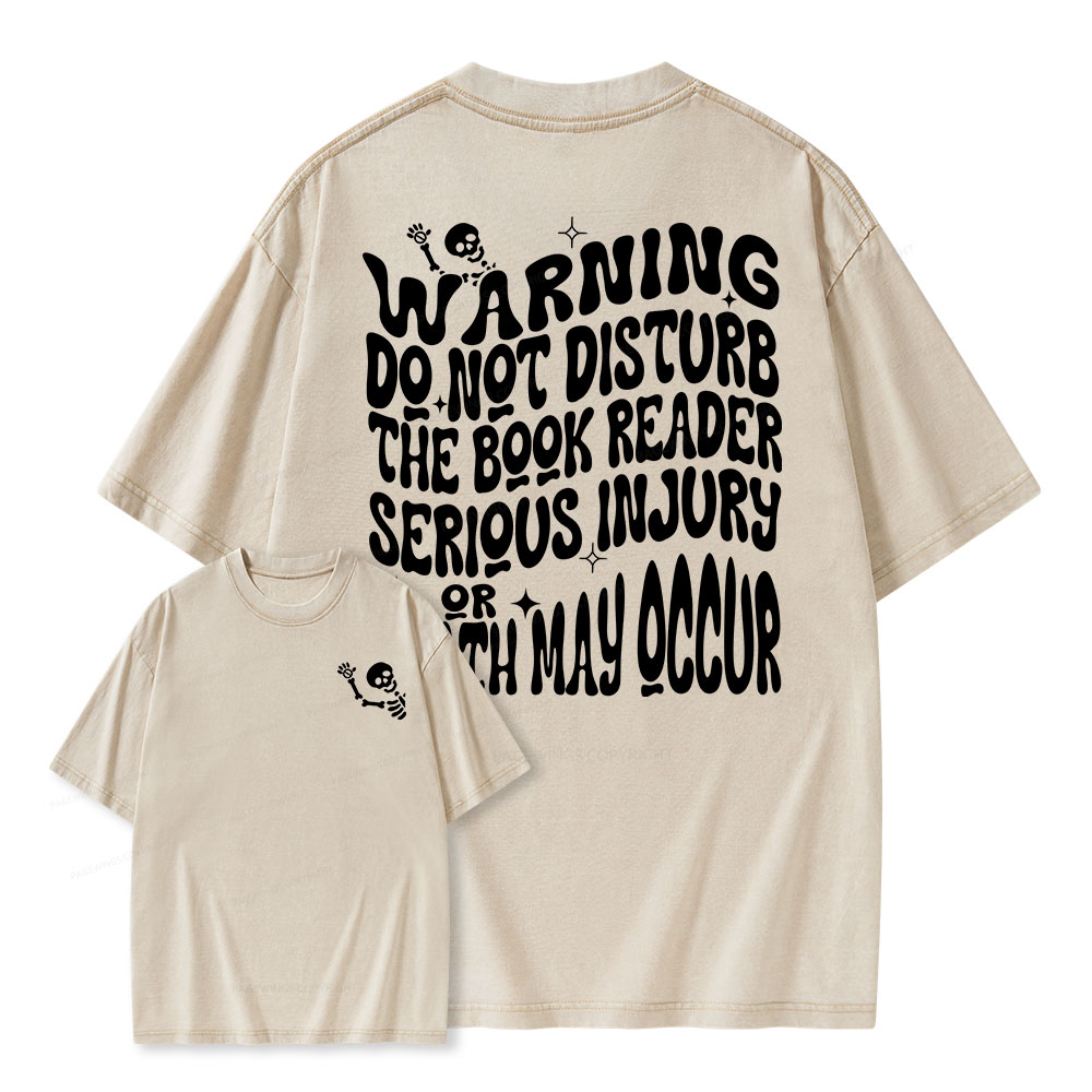 Pagewings Warning Do Not Disturb Reader Unisex Washed T-shirt