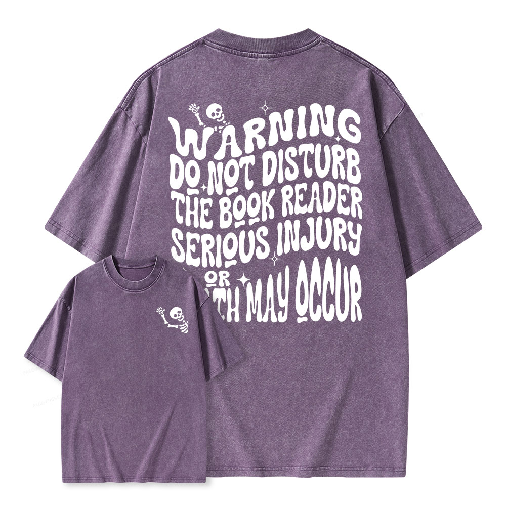 Pagewings Warning Do Not Disturb Reader Unisex Washed T-shirt