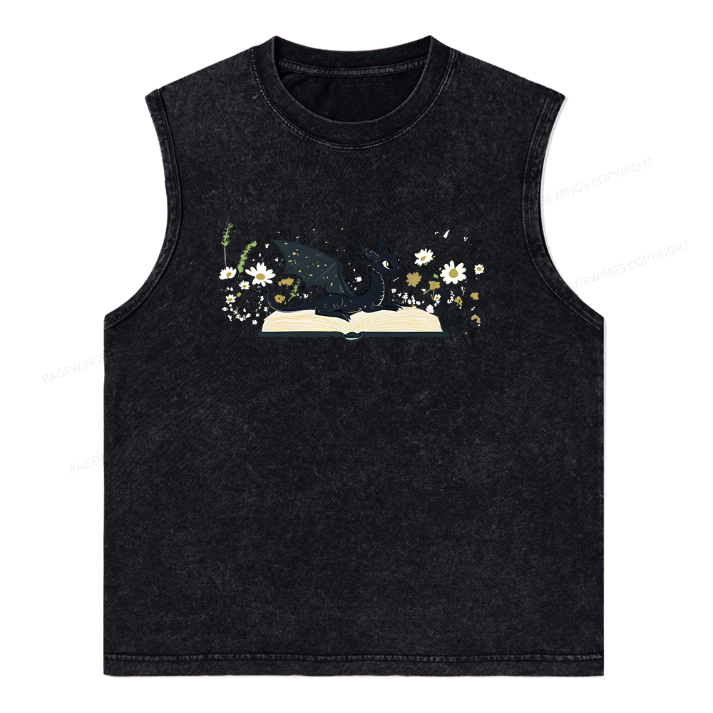 Pagewings Dragon Book Unisex Washed Tank Top