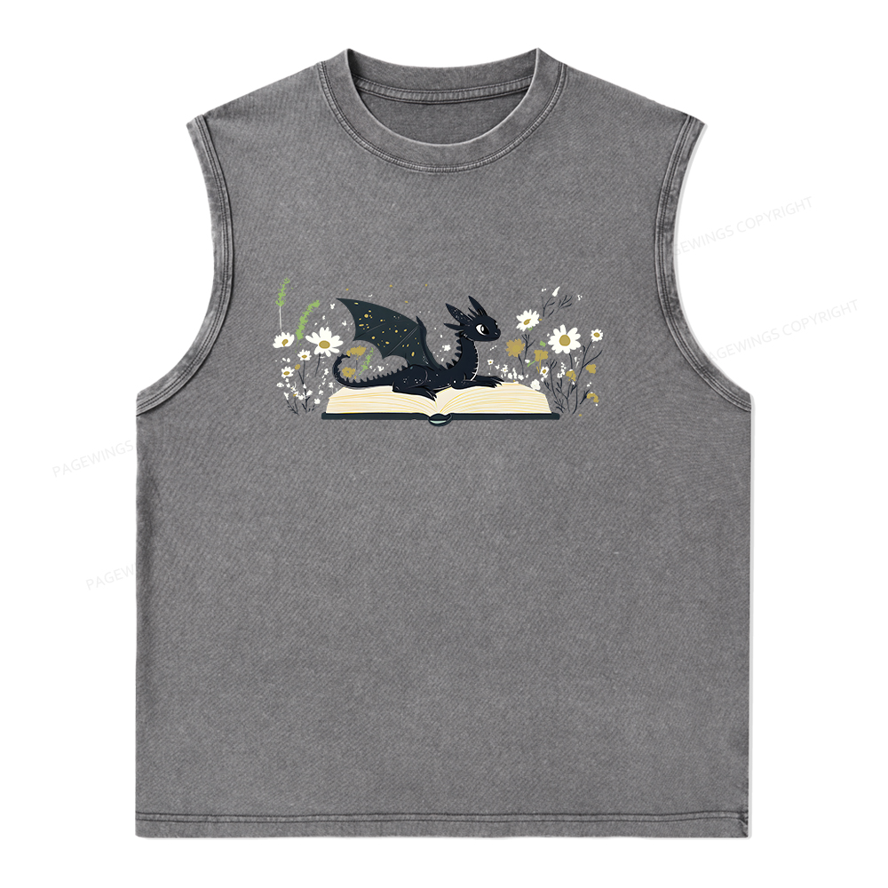 Pagewings Dragon Book Unisex Washed Tank Top