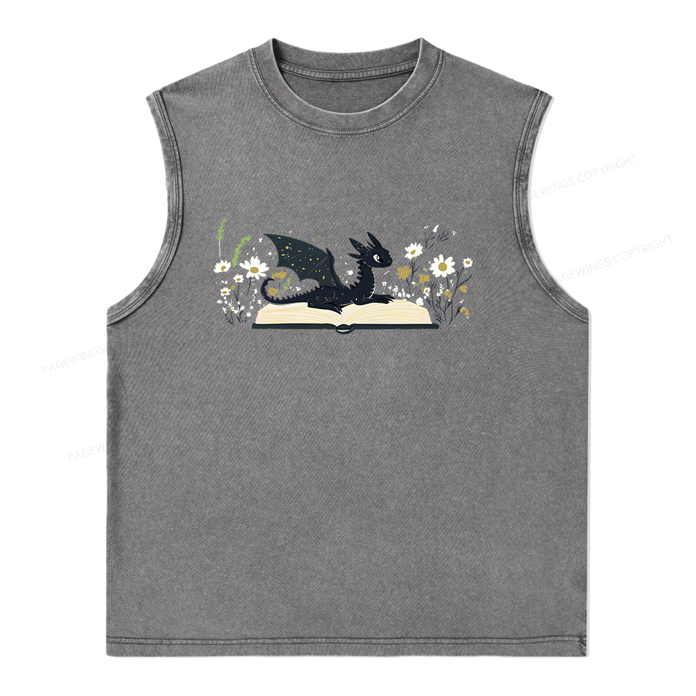 Pagewings Dragon Book Unisex Washed Tank Top