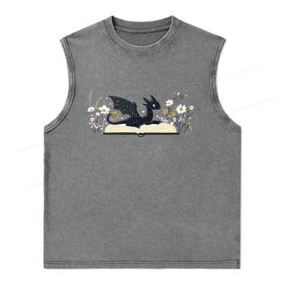 Pagewings Dragon Book Unisex Washed Tank Top