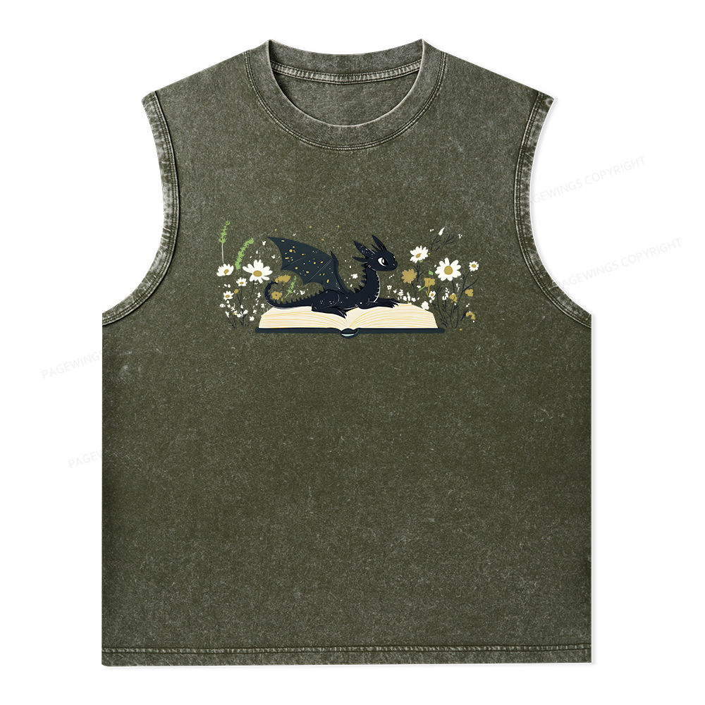 Pagewings Dragon Book Unisex Washed Tank Top