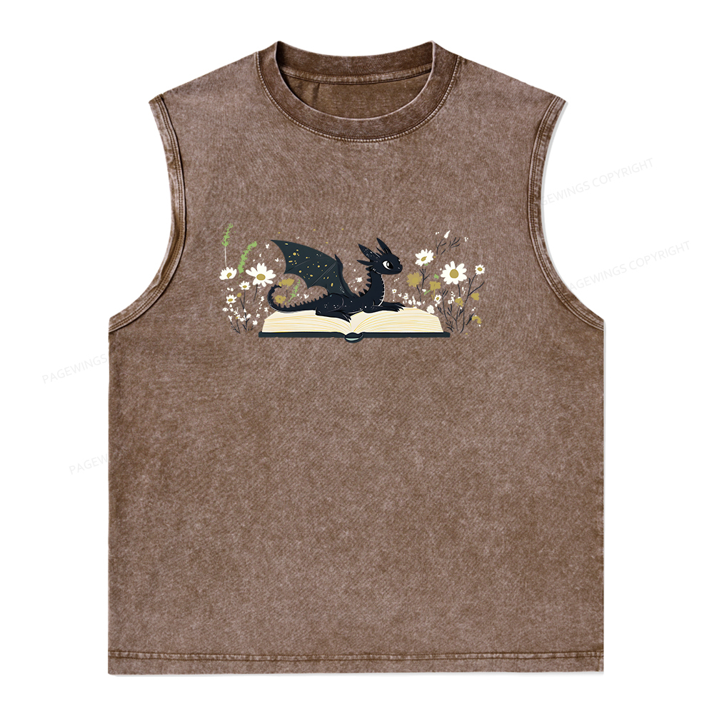 Pagewings Dragon Book Unisex Washed Tank Top